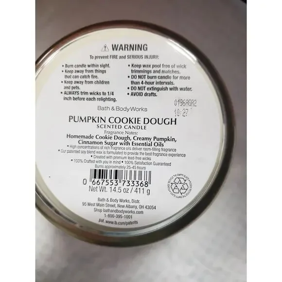 BBW Pumpkin Cookie Dough Large 3 Wick Candle Holiday Home Fragrance Decor - Picture 2 of 2